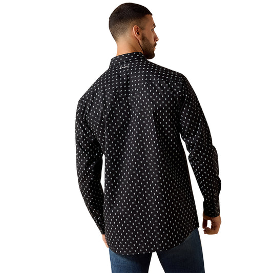 Men's Ariat Truth Fitted Button Down Long Sleeve Snap Shirt - Black Paisley
