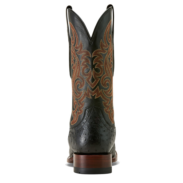 Ariat Men's Classic Cash Black Full Quill Ostrich Wide Square Toe Boot