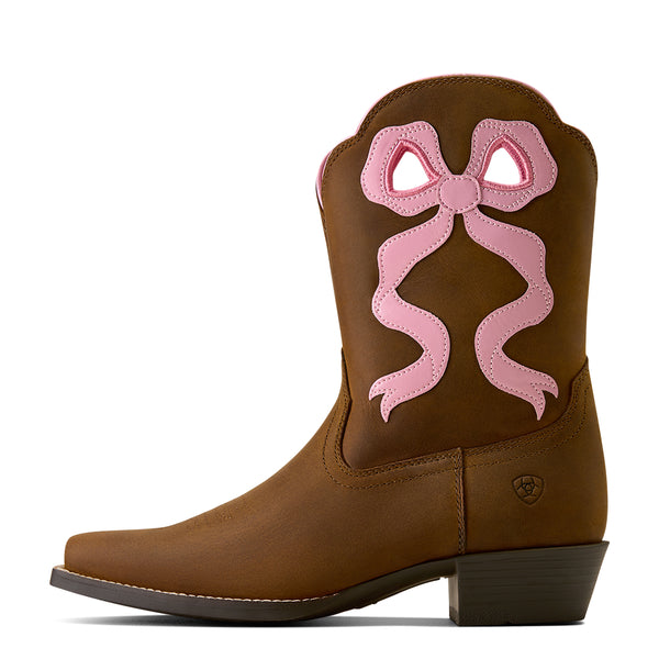 Ariat Girl's Lil Beaux D Toe Western Boot - Distressed Brown
