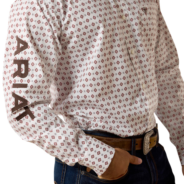 Ariat Men's Team Dallas Classic Fit  Long Sleeve Geo Print Shirt - White