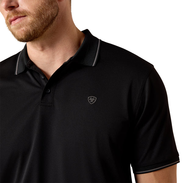 Ariat Men's Logo Fitted Polo Short Sleeve Shirt - Black