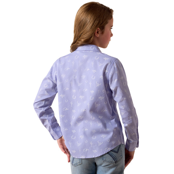 Ariat Girl's Motifs Western Print Button Down Shirt - Lavender