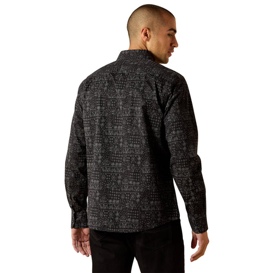 Ariat Men's Micah Modern Fit Long Sleeve Paisley Print Shirt - Black