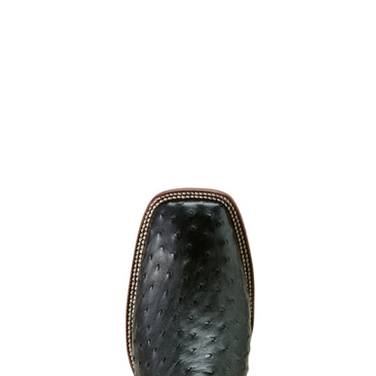 Ariat Men's Classic Cash Black Full Quill Ostrich Wide Square Toe Boot