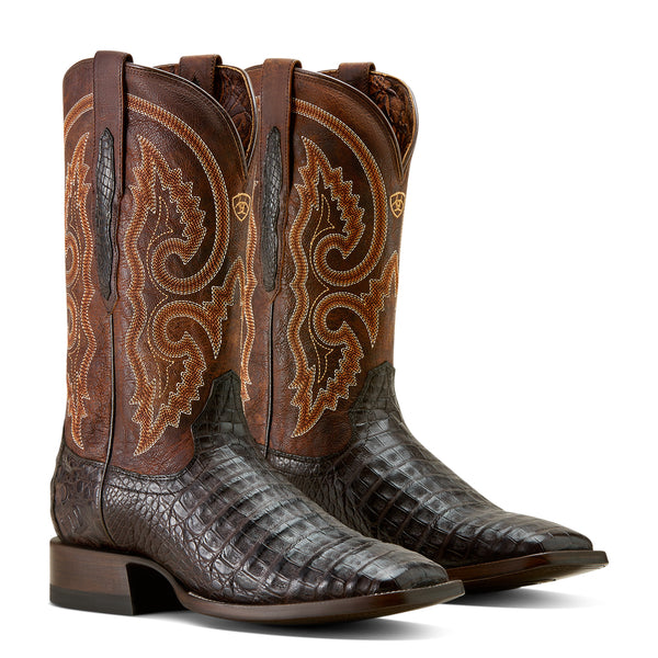 Ariat Men's Classic Callen Chocolate Caiman Belly Wide Square Toe Boot