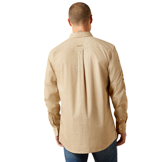 Ariat Men’s Team Penn Fitted Long Sleeve Button Down Shirt - Khaki