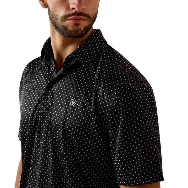 Ariat Men's All Over Mini Star Polo Short Sleeve Shirt - Black