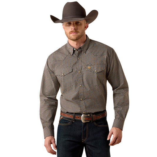 Ariat Men's Frey Snap Button Long Sleeve Geo Print - Black