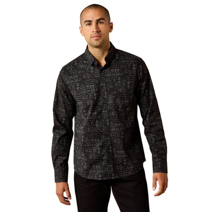 Ariat Men's Micah Modern Fit Long Sleeve Paisley Print Shirt - Black